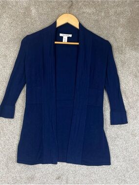 White House Black Market Cardigan Womens XXS Blue 3/4 Sleeve Open Front- 4587